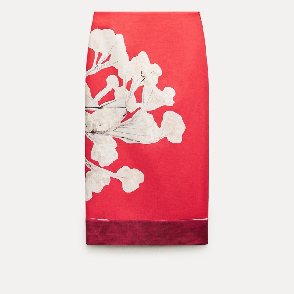 Linen Blend Pencil Skirt